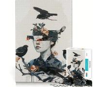 Rompecabezas Mujer con pájaros y Flores para Adolescentes,1000 Piezas,Juego para estimular la Mente,Piezas sin Rebabas,Corte Limpio,fácil de Aprender,diversión para Toda la Familia (38x26cm)