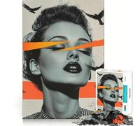 Rompecabezas Mujer con pájaros y Rayas,1000 Piezas para Adultos,Juego para estimular la Memoria,Calidad Profesional,Actividad de recolección conmovedora (38x52cm)