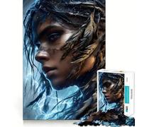 Rompecabezas Mujer con relámpagos y Plumas,1000 Piezas para Adultos Divertido Juego de Memoria Artesanía de Corte experta Actividad Relajante para Grupos en Interiores (50x75cm)