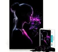 Rompecabezas Mujer con Rosa para Adolescentes 1000 Juego de Diversión Mental Conexión Limpia y Sin Interacciones Una Forma Atractiva de Pasar Horas Libres (38x26cm)
