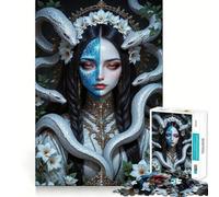 Rompecabezas Mujer con Serpientes y Corona Floral para Adolescentes 1000 Juego de Diversión Mental Conexión Limpia y Sin Interrupciones Una Forma Atractiva de Pasar Horas Libres (50x75cm)