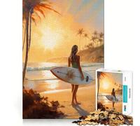 Rompecabezas Mujer con Tabla de Surf,1000 Piezas,Entrenamiento Mental,Piezas sin Rebabas,Corte Limpio,Actividad Absorbente para Noches tranquilas (38x26cm)