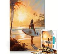 Rompecabezas Mujer con Tabla de Surf,1000 Piezas,Juego de Memoria Cerebral, Corte láser,Actividad Absorbente para Noches tranquilas (50x75cm)