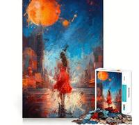 Rompecabezas Mujer con Vestido Rojo para Adultos,1000 Piezas,Juego para estimular la Mente,Piezas de Ajuste preciso y sin Costuras,Actividad Relajante para Grupos en Interiores (50x75cm)
