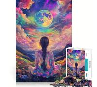 Rompecabezas Mujer contemplando el Cosmos,1000 Piezas,Divertido,para ejercitar la Mente,Piezas sin Rebabas,Corte Limpio,Actividad Absorbente para Noches tranquilas (50x75cm)