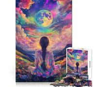 Rompecabezas Mujer contemplando el Cosmos, 1000 Piezas para Adolescentes Agilidad Mental Pasatiempo Relajante Ensambla Seguro Regalo Ideal de Navidad (50x75cm)