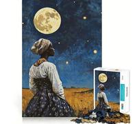 Rompecabezas Mujer contemplando la Luna 1000 Piezas Juego de lógica y Pensamiento Experto en Corte Artesanía Tiempo de Tranquilidad Ejercicio Mental en casa (38x26cm)