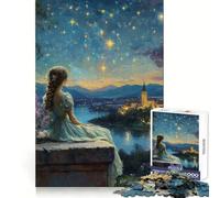 Rompecabezas Mujer contemplando la Noche Estrellada para Adultos, 1000 Piezas, Ejercicio Mental, Entretenimiento Tranquilo, tamaño (50x75cm)
