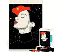 Rompecabezas Mujer contemplando Las Estrellas,1000 Piezas,Juego de Memoria Cerebral, Corte láser,Actividad Absorbente para Noches tranquilas (38x52cm)