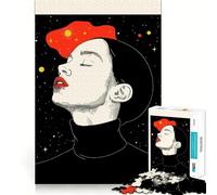 Rompecabezas Mujer contemplando Las Estrellas,1000 Piezas,Juego Que estimula el Cerebro,Ajuste Espacios,Entretenimiento Acogedor para Interiores para Todos (50x75cm)