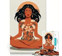 Rompecabezas Mujer en meditación Floral,1000 Piezas,Juego Mental Divertido,diseño de Ajuste Huecos, reuniones Familiares (38x26cm)