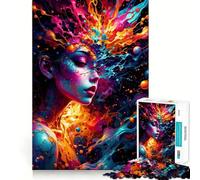 Rompecabezas Mujer en Remolinos Coloridos 1000 Piezas Juego de lógica y Pensamiento Experto en Corte Artesanía Tiempo de Tranquilidad Ejercicio Mental en casa (38x26cm)