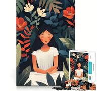 Rompecabezas Mujer en Serenidad Floral,1000 Piezas para Adultos,Juego para estimular la Memoria,Calidad Profesional,Actividad de Corte conmovedora para Compartir en Familia (50x75cm)