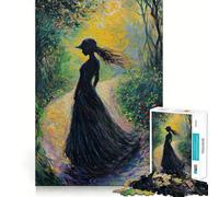 Rompecabezas Mujer en un Sendero del Bosque,1000 Piezas Ejercicio Mental Divertido Piezas de Ajuste preciso Una Forma entretenida de Pasar el Tiempo Libre (50x75cm)
