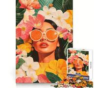 Rompecabezas Mujer Entre Flores para Adolescentes, 1000 Piezas, práctica de lógica, Momentos de relajación, Bordes limpios, Regalo Ideal (38x26cm)