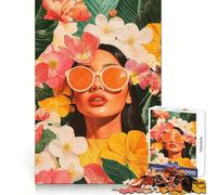 Rompecabezas Mujer Entre Flores para Adultos, 1000 Piezas, Ejercicio Mental, Ocio Consciente, Cierre Seguro, (50x75cm)