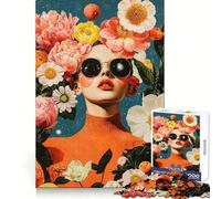 Rompecabezas Mujer Entre Flores y Estrellas, 1000 Piezas, Pensamiento, Entrenamiento, Diversión Informal, Bordes definidos, Sorpresa de cumpleaños (38x26cm)