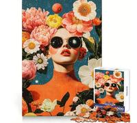 Rompecabezas Mujer Entre Flores y Estrellas para Adultos, 1000 Piezas, Actividad Relajante para el Cerebro y la Memoria, Cierre Seguro, Acogedor (50x75cm)