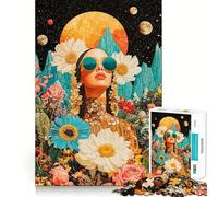 Rompecabezas Mujer Entre Flores y Estrellas para Adultos,1000 Piezas,Juego para Estimular la Mente,Piezas de Encaje, Actividad Relajante para Grupos en Interiores (38x52cm)