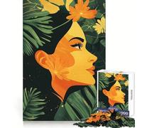 Rompecabezas Mujer Entre follaje Tropical para Adolescentes 1000 Piezas Estimulación Mental Suave Distracción Firme Interlock Regalo navideño (38x52cm)