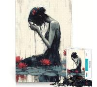 Rompecabezas Mujer Entre nenúfares 1000 Piezas Juego de Habilidad Mental Corte láser Ejercicio Mental para Momentos de Tranquilidad en casa (50x75cm)