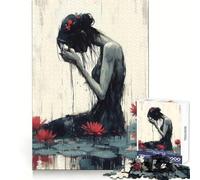 Rompecabezas Mujer Entre nenúfares, 1000 Piezas para Adultos Claridad Mental, relajación, diversión, Bordes Finos, (38x26cm)