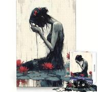 Rompecabezas Mujer Entre nenúfares de 1000 Piezas para Adolescentes Entrenamiento Mental, atención Plena, Escape, Bordes definidos Regalo de Temporada (38x52cm)