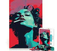 Rompecabezas Mujer fumando,1000 Piezas,Juego Que estimula el Cerebro,Ajuste Espacios,Entretenimiento Acogedor para Interiores para Todos (38x26cm)