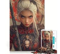 Rompecabezas Mujer Guerrera con Espada 1000 Piezas Juego Divertido Tecnología Avanzada de Corte Láser Juguete de Entretenimiento para Interiores (38x26cm)