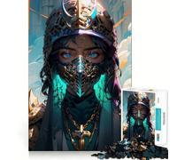 Rompecabezas Mujer guerrera con máscara para Adolescentes 1000 Piezas diversión Que estimula la Mente componentes Resistentes y de Corte Limpio Actividad para Compartir en Familia (38x52cm)