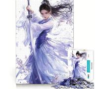 Rompecabezas Mujer Guerrera con Vestido Morado 1000 Piezas Desarrollo de Habilidades Diversión Calidad Profesional Recorte Regalo Ideal para la Actividad Mental (50x75cm)