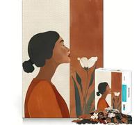 Rompecabezas Mujer inhalando Flor para Adolescentes 1000 Piezas Juego para estimular la Mente Piezas sin Rebabas de Corte Limpio Fácil de Aprender Diversión en Familia (50x75cm)