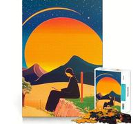 Rompecabezas Mujer Leyendo bajo un Sol Gigante,1000 Piezas,estimulación cognitiva,Divertido,sin Rebabas,Piezas de Corte Limpio,Juguete de Entretenimiento para Interiores (50x75cm)
