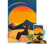 Rompecabezas Mujer Leyendo bajo un Sol Gigante,1000 Piezas,Juego de Habilidad Mental,Piezas de Ajuste, Actividad Nocturna Divertida para Toda la Familia (38x26cm)