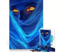 Rompecabezas Mujer misteriosa con Velo Azul de 1000 Piezas para Adolescentes Fortalece la Memoria Ideal para el hogar y el Ocio Bordes limpios Regalo preciado (38x26cm)