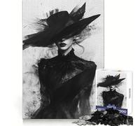 Rompecabezas Mujer misteriosa de Negro para Adultos, 1000 Piezas, Juguete de lógica Resistente, Juego Relajante, Borde Transparente, Regalo artístico (38x26cm)