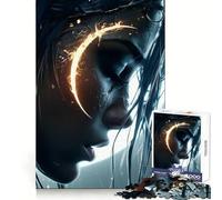 Rompecabezas Mujer Mística con Luna Resplandeciente para Adultos, 1000 Piezas, Juguete de Lógica Fuerte, Juego Relajante, Bordes Transparentes, Regalo Artístico (38x26cm)