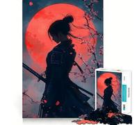 Rompecabezas Mujer Samurái con Luna Roja para Adolescentes 1000 Piezas Fortalece la Memoria Pasatiempo Calma Regalo Festivo de Calidad (38x52cm)
