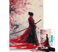 Rompecabezas Mujer samurái de Rojo para Adolescentes, 1000 Piezas, Wise Think Toy, Gentle Leisure, Tight Cut, Santa Wish List (50x75cm)