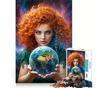 Rompecabezas Mujer sosteniendo la Tierra 1000 Piezas Juego de lógica y Pensamiento Experto en Corte Artesanía Tiempo de Tranquilidad Ejercicio Mental en casa (50x75cm)