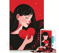Rompecabezas Mujer sosteniendo un corazón,1000 Piezas,Divertido,sin Rebabas,Piezas de Corte Limpio,Actividad Absorbente para Noches tranquilas (50x75cm)