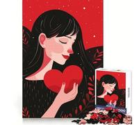 Rompecabezas Mujer sosteniendo un corazón para Adolescentes, 1000 Piezas, agudeza Mental, Calma, Ocio, Ajuste preciso, (50x75cm)