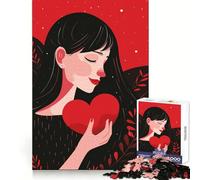 Rompecabezas Mujer sosteniendo un corazón para Adolescentes, 1000 Piezas, Bienestar Cerebral, relajación Mental, diversión, Cierre Perfecto, Regalo Ideal (38x26cm)