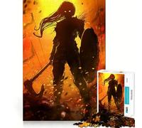 Rompecabezas Mujer Vikinga Berserker de 1000 Piezas Juguete de construcción Focus Ensamblaje Firme y Seguro Juguete de Entretenimiento para Interiores (38x26cm)