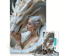 Rompecabezas Mujer y Dragón Blanco para Adolescentes 1000 Piezas Juego de Diversión Mental Conexión Limpia y Sin Interrupciones Una Forma Atractiva de Pasar Horas Libres (38x26cm)