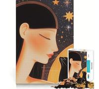 Rompecabezas Mujer y Gato bajo Las Estrellas para Adolescentes,1000 Piezas,Juego para estimular la Mente,Piezas sin Rebabas,Corte Limpio,fácil de Aprender,diversión para Toda la Familia (38x52cm)