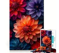 Rompecabezas Multicolor de Flores de Dalia de 1000 Piezas para Adultos Juguete de lógica Fina, silencioso y Divertido Bordes limpios Regalo Memorable (38x26cm)