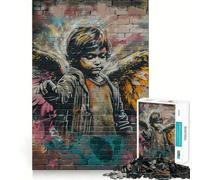 Rompecabezas Mural de Grafiti de ángeles,1000 Piezas,Juego Mental Divertido,diseño de Ajuste Huecos, reuniones Familiares (50x75cm)