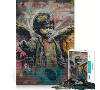 Rompecabezas Mural de Grafiti de ángeles,1000 Piezas,Juego Mental Divertido,diseño de Ajuste Huecos, reuniones Familiares (38x26cm)