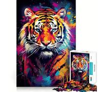 Rompecabezas Mural de Grafiti de Tigre de 1000 Piezas para Adolescentes, Juguete para ejercitar la Mente, Tiempo de convivencia, Pieza de colección de Arte de Corte preciso 38x26cm